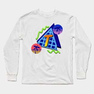 Initial Letter T - 80s Synth Long Sleeve T-Shirt